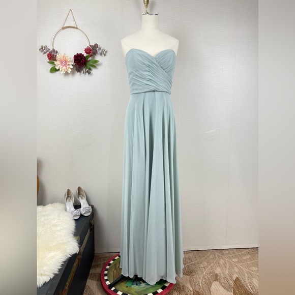 JENNY YOO Women Bridesmaid Wedding Long Gown Adeline Morning Mist size 12 - Picture 2 of 12